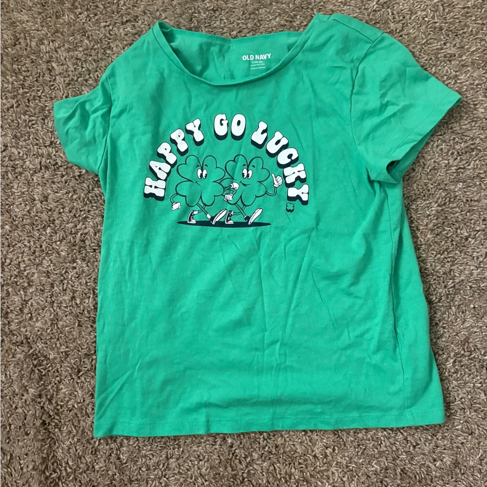 Old Navy Green 'Happy Go Lucky' Kids Tee St. Patrick's Day